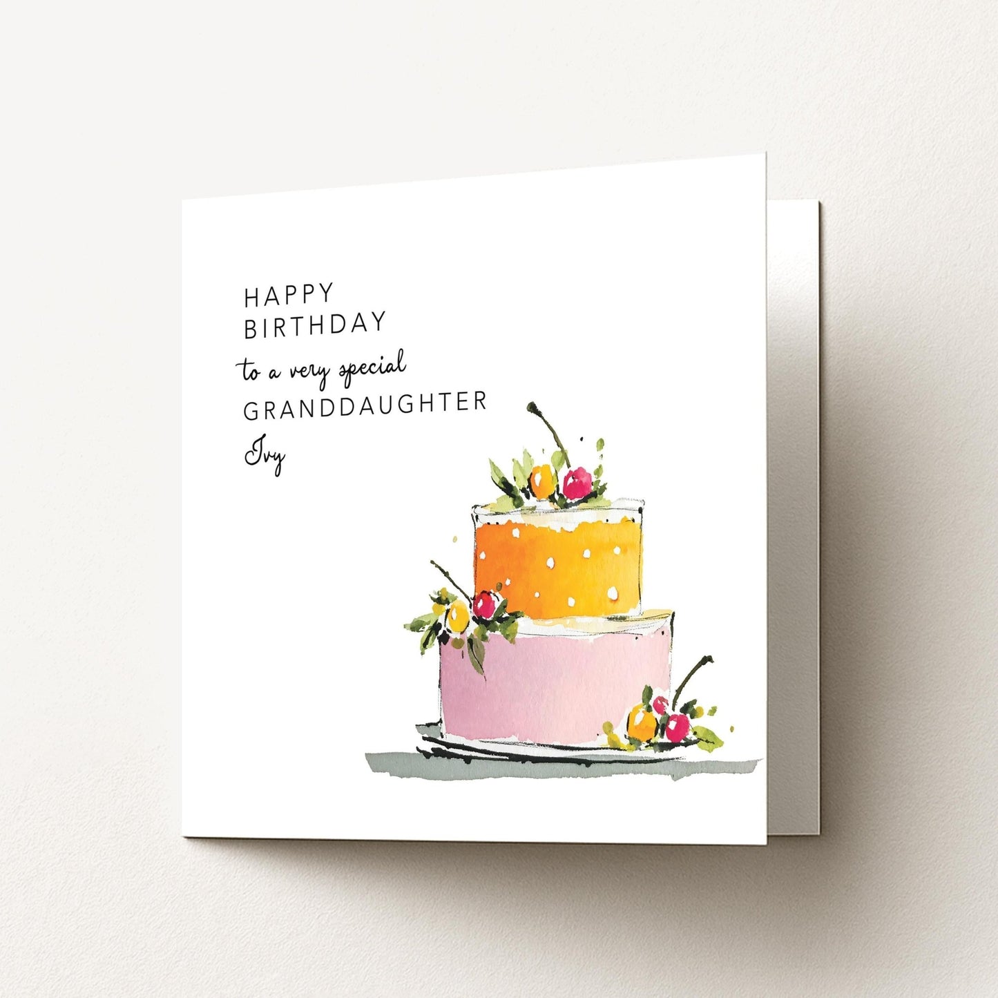 Granddaughter Birthday Card – Personalised Floral Cake Design, Keepsake Gift - Whimsi Lilley