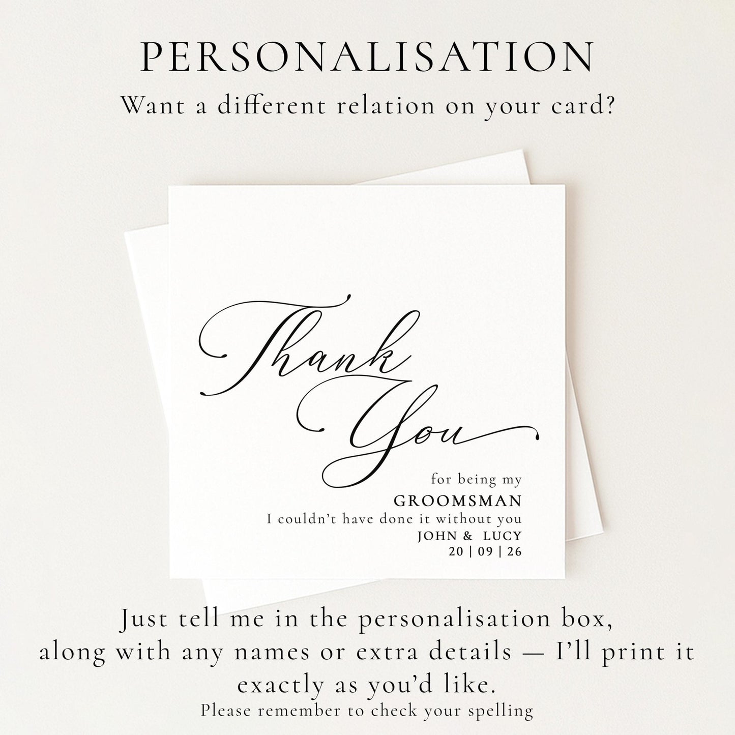 Whimsi Lilley Groomsman Thank You Card featuring "Will You Be..." message with elegant design and floral accents.