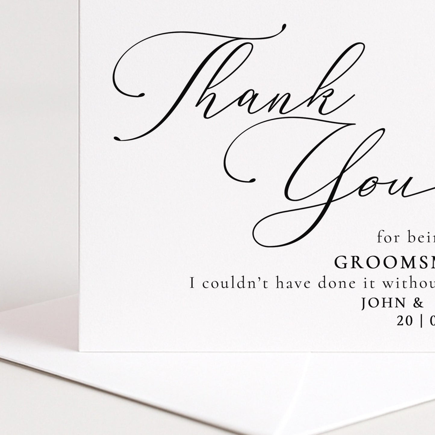 Whimsi Lilley groomsman thank you card with "Will You Be My Groomsman?" message, featuring elegant design and floral accents.