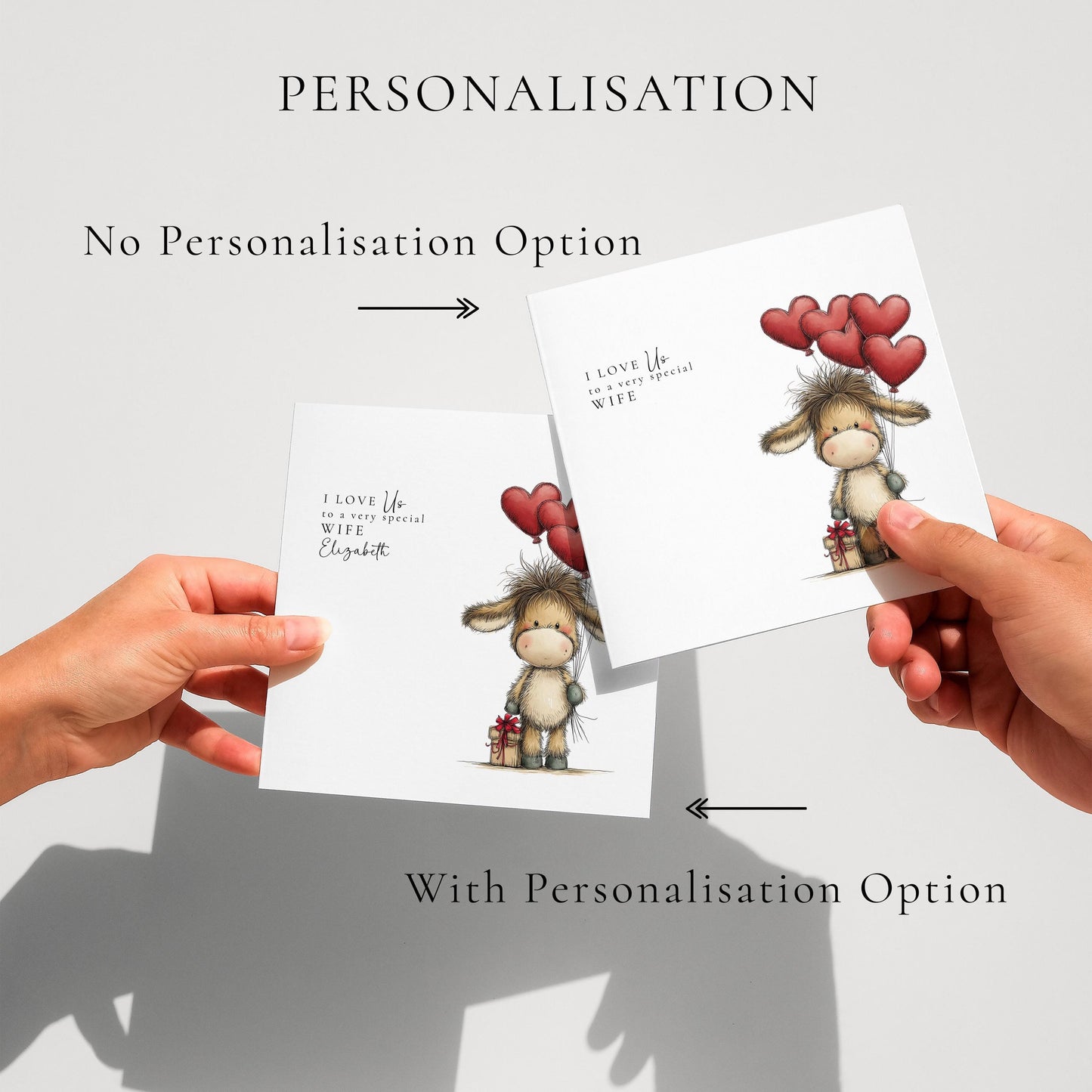 Wife Anniversary Card, I Love Us Card for Wife, Cute Donkey Love Card, Romantic Card from Husband