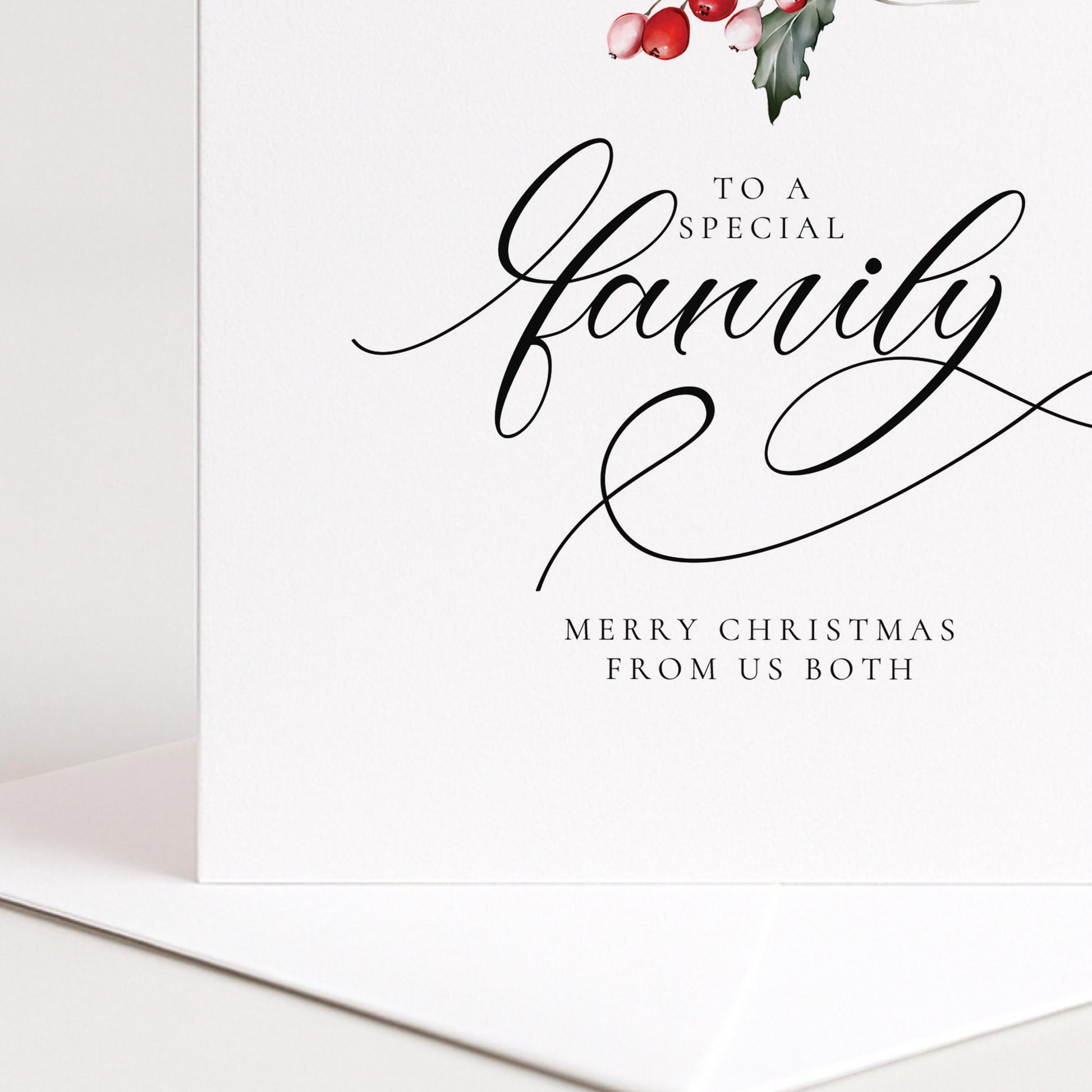 Special Family Christmas Card, From Us Both, Elegant Holiday Greeting, Festive Card for Loved Ones, Merry Christmas Card