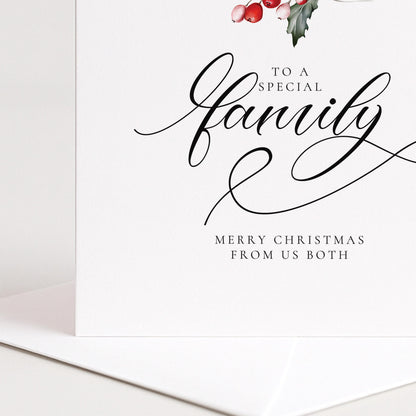 Special Family Christmas Card, From Us Both, Elegant Holiday Greeting, Festive Card for Loved Ones, Merry Christmas Card