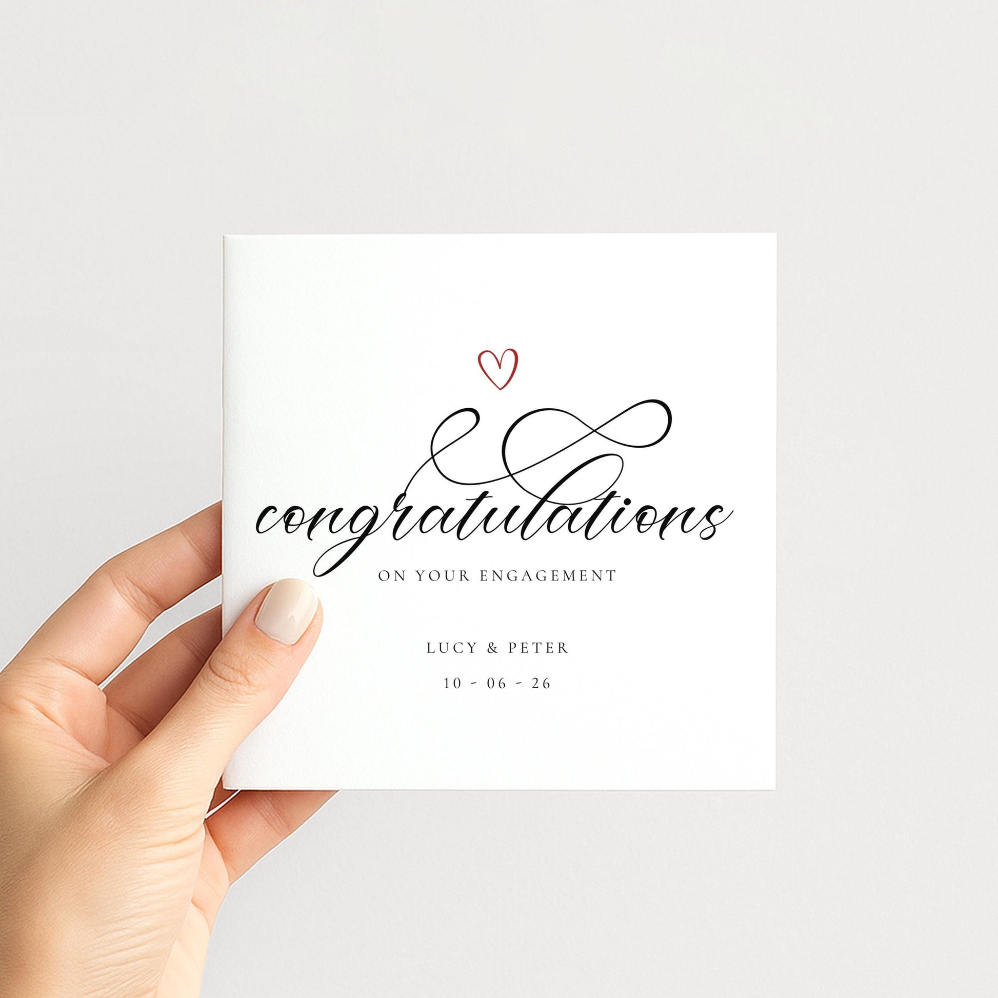 Personalised Engagement Card, Congratulations on your Engagement, Add custom names and date Elegant Calligraphy Card