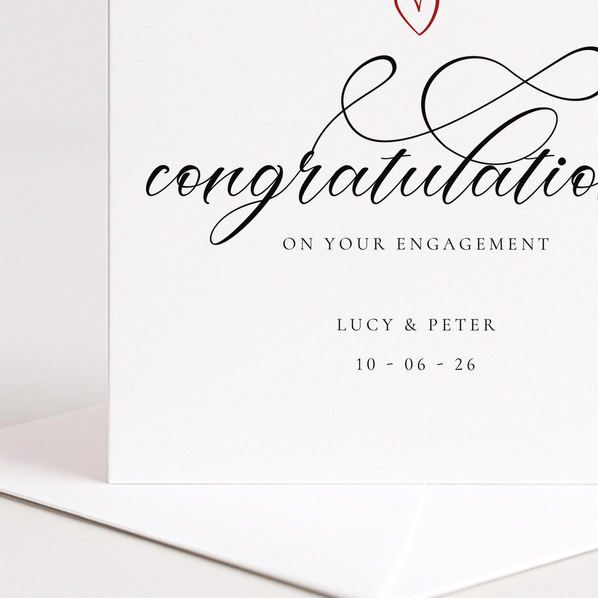 Personalised Engagement Card, Congratulations on your Engagement, Add custom names and date Elegant Calligraphy Card