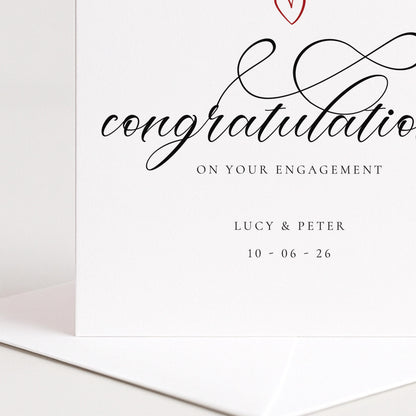 Personalised Engagement Card, Congratulations on your Engagement, Add custom names and date Elegant Calligraphy Card
