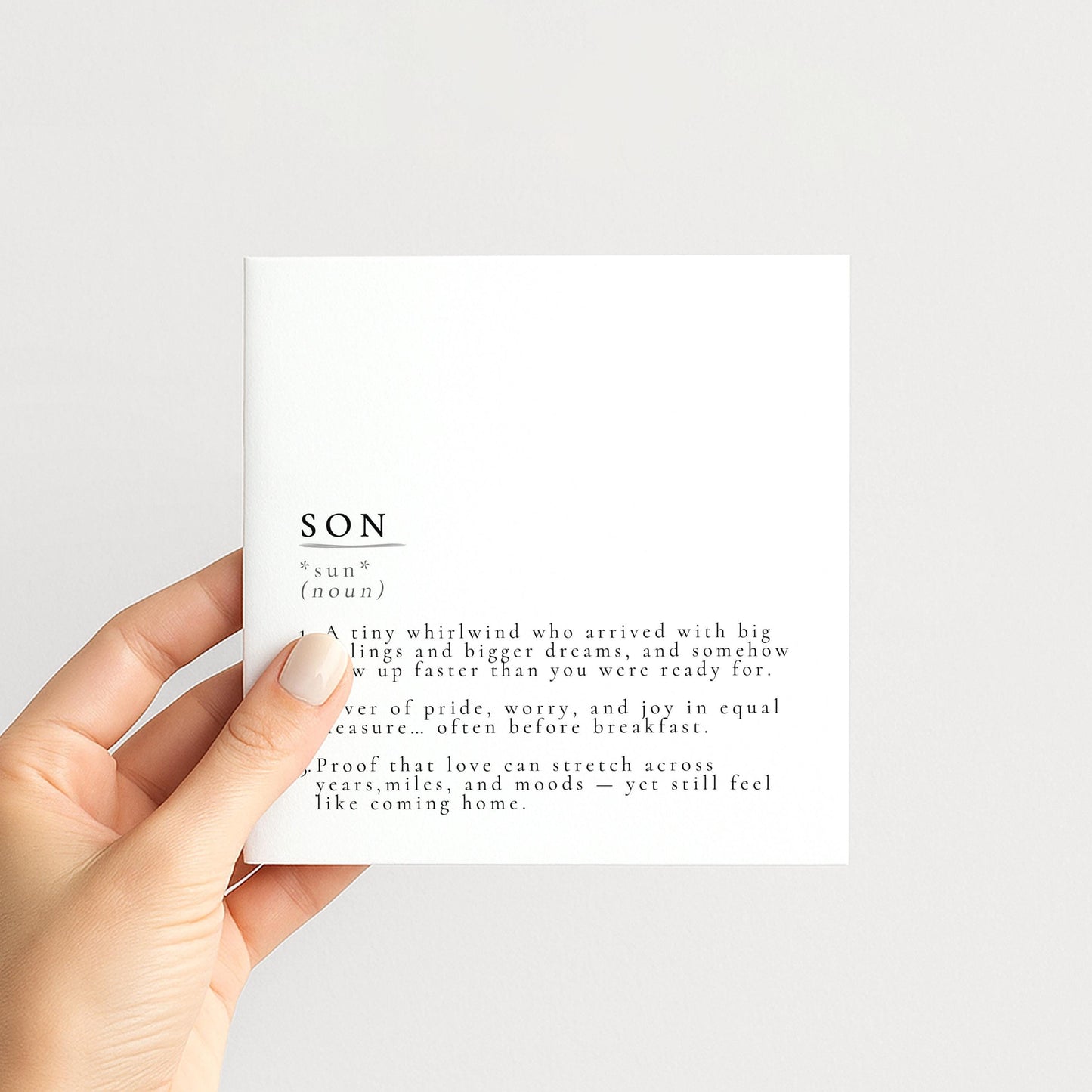 Son Definition Card, Dictionary Meaning Son Birthday Card, Sentimental Minimalist Card for Son, From Mum or Dad, Son Gift Idea