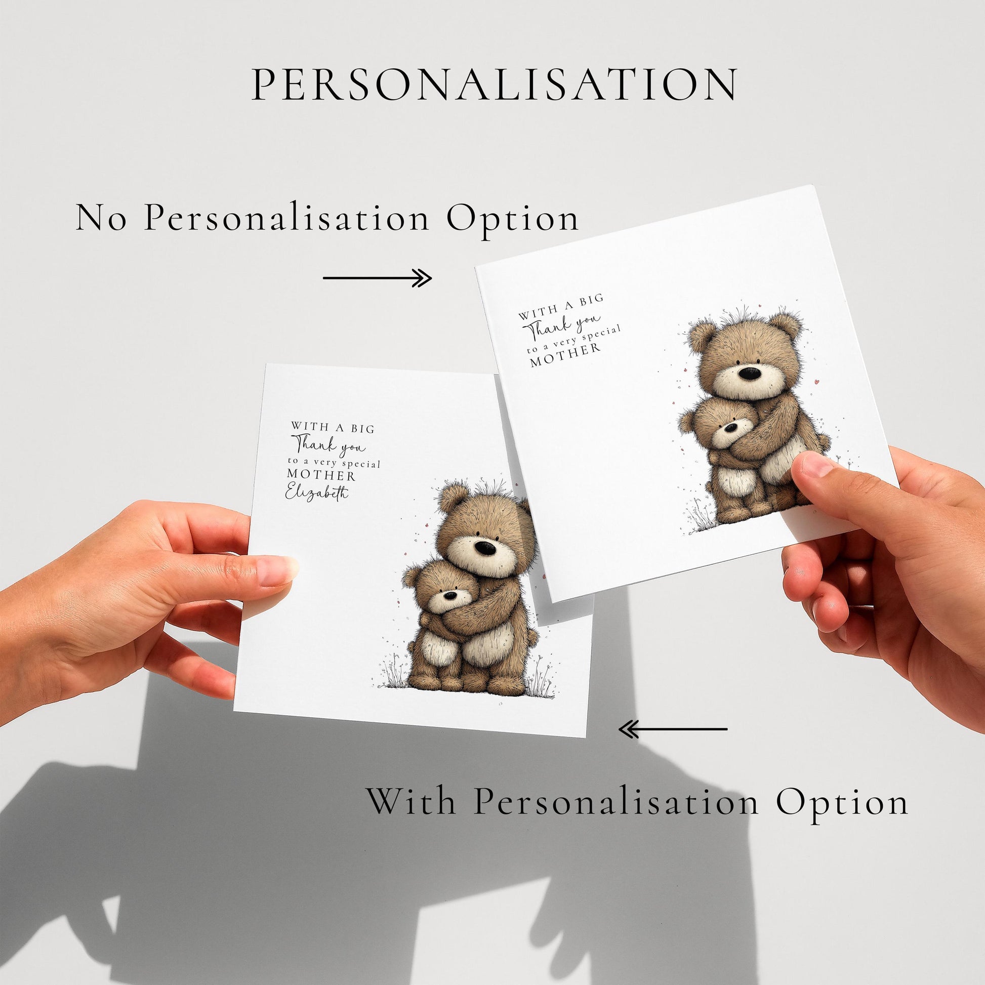 Mother’s Day Card – Personalised Mum Card With Bear Illustration & Keepsake