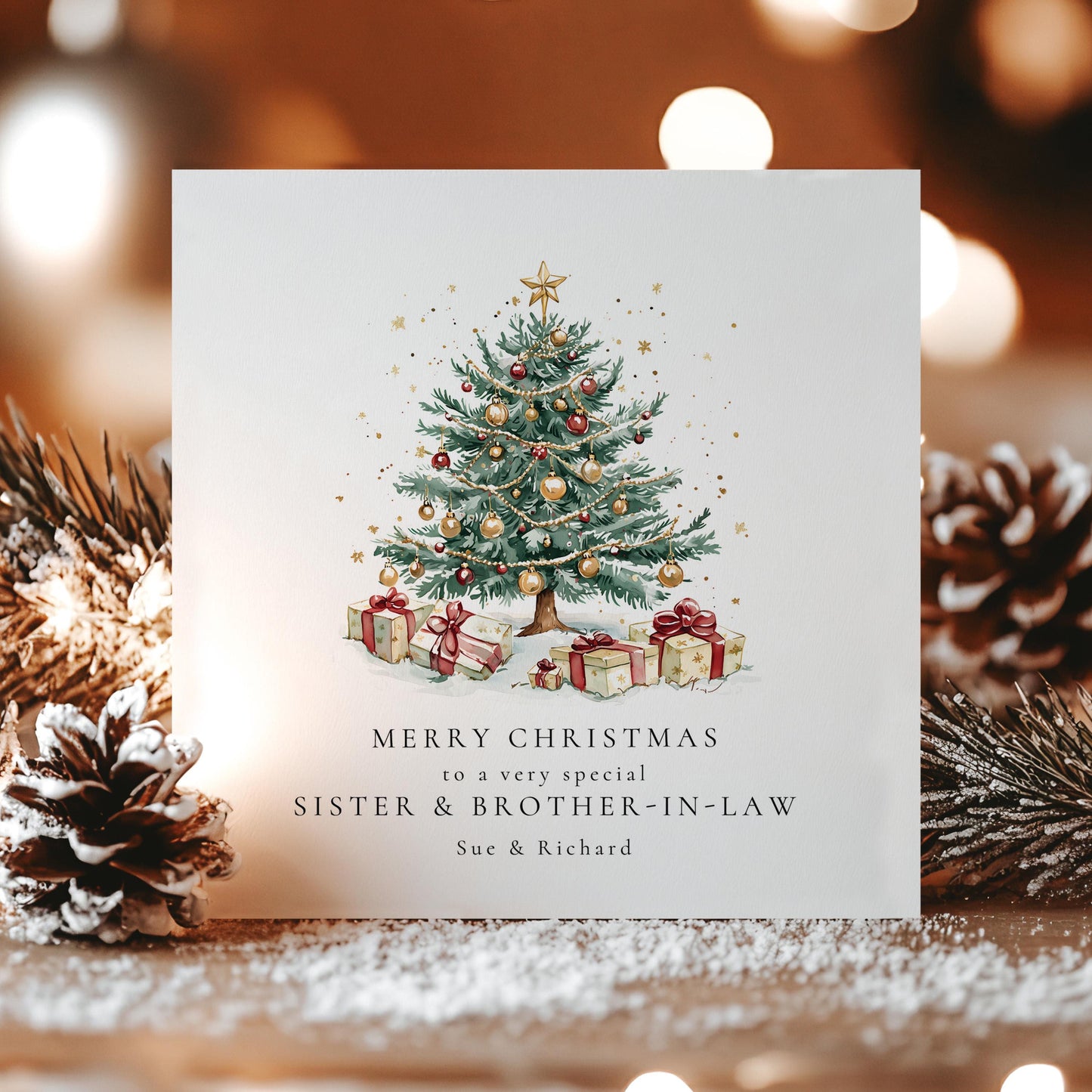 Personalised Sister & Brother-in-Law Christmas Card, Custom Family Christmas Card, Add Any Names, Keepsake Christmas Card UK