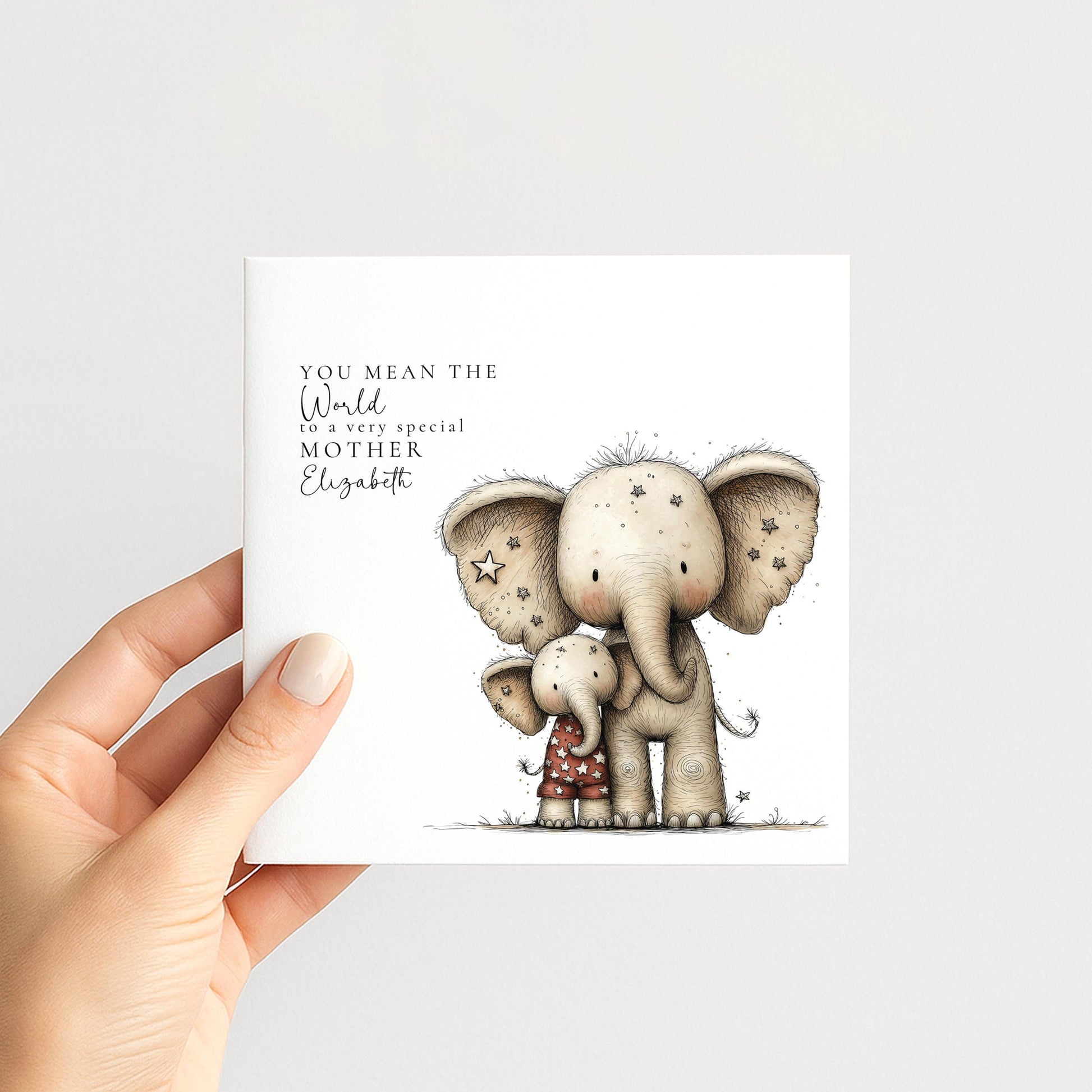 Mother's Day Card – Personalised Mum Card With Cute Elephant Keepsake Gift
