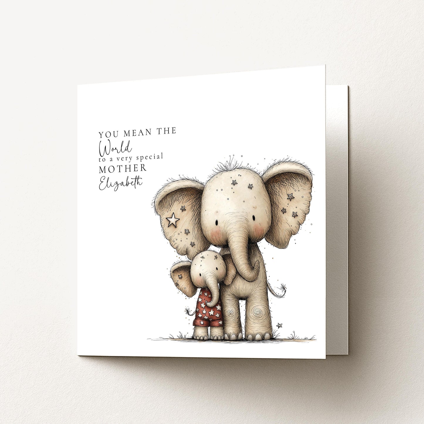 Mother's Day Card – Personalised Mum Card With Cute Elephant Keepsake Gift