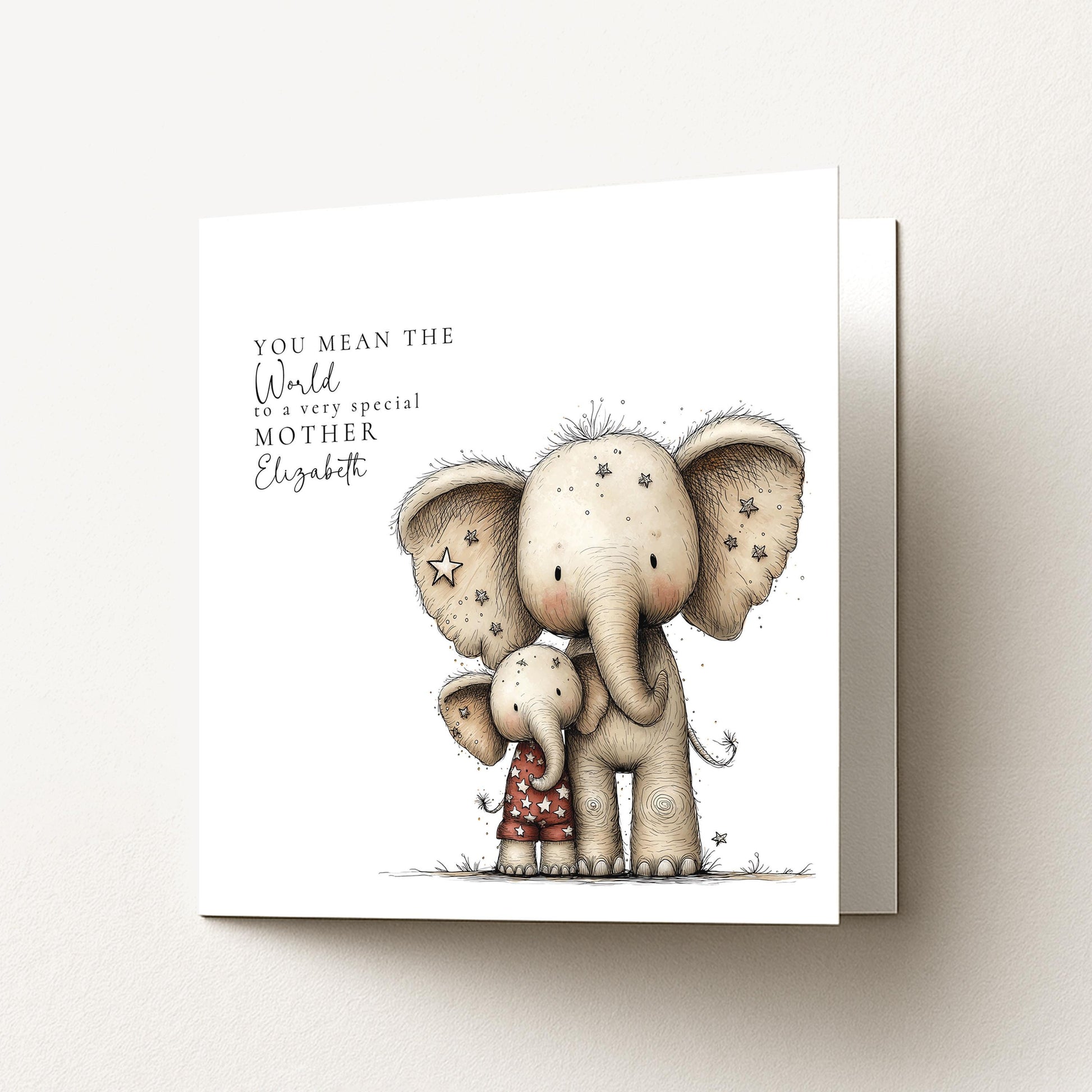 Mother's Day Card – Personalised Mum Card With Cute Elephant Keepsake Gift