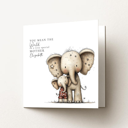 Mother's Day Card – Personalised Mum Card With Cute Elephant Keepsake Gift