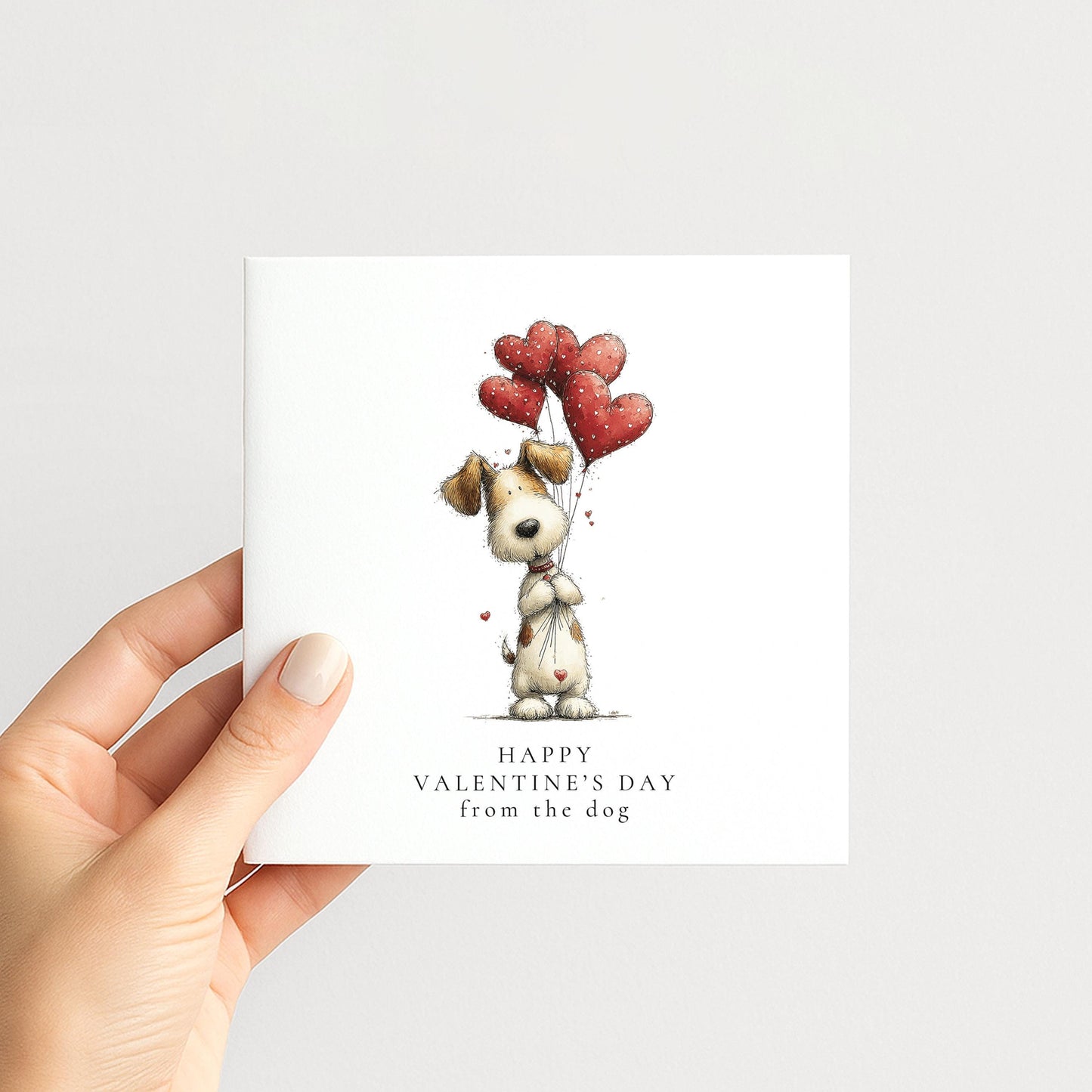 Valentines Dog Card, Cute From the Dog Valentine’s Day Card, Heart Balloon Dog Card, Pet Lover Valentine Card