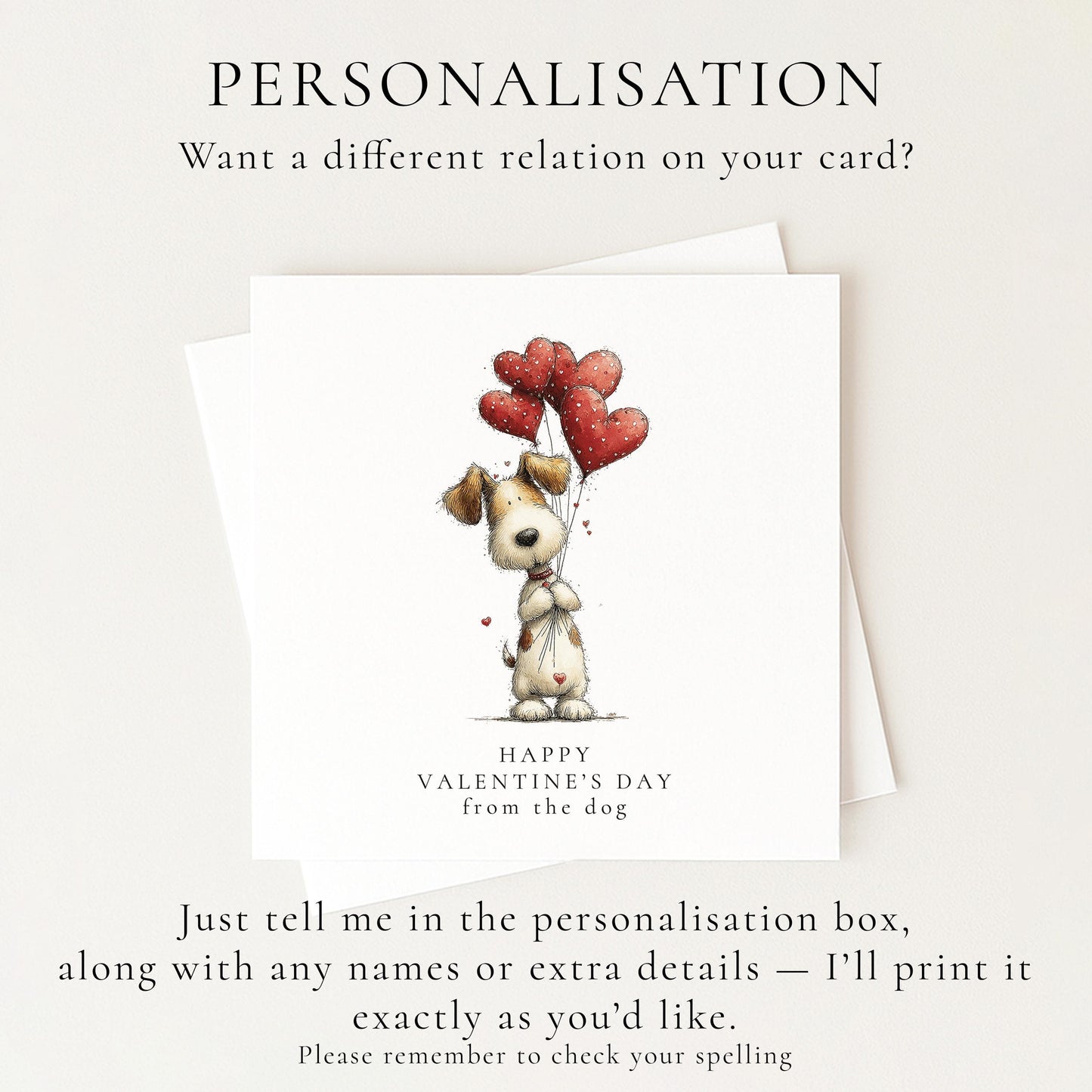 Valentines Dog Card, Cute From the Dog Valentine’s Day Card, Heart Balloon Dog Card, Pet Lover Valentine Card