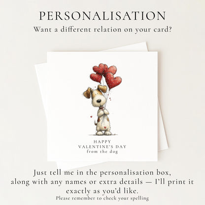 Valentines Dog Card, Cute From the Dog Valentine’s Day Card, Heart Balloon Dog Card, Pet Lover Valentine Card