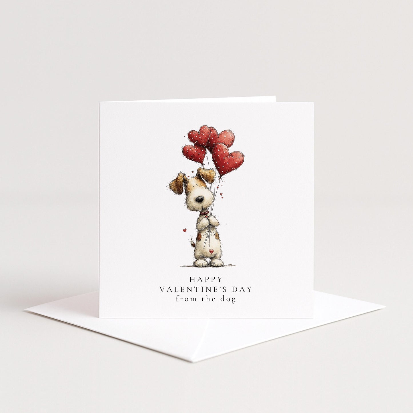 Valentines Dog Card, Cute From the Dog Valentine’s Day Card, Heart Balloon Dog Card, Pet Lover Valentine Card