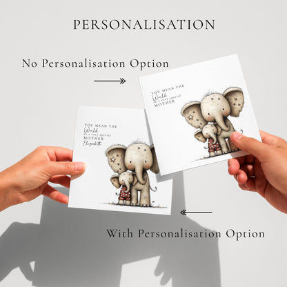 Mother's Day Card – Personalised Mum Card With Cute Elephant Keepsake Gift