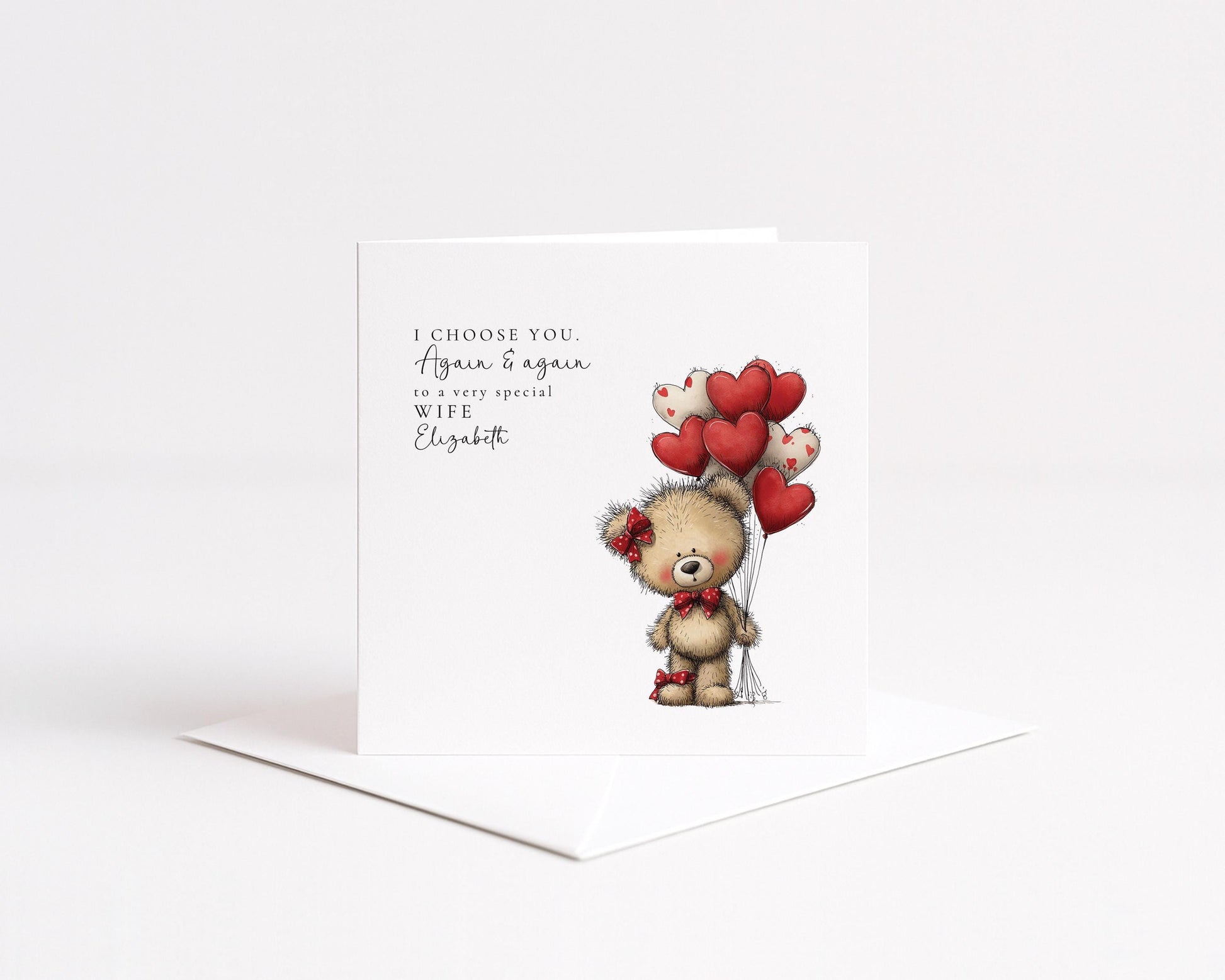 Wife Anniversary Card, I Choose You Again & Again, Romantic Personalised Card for Wife, Love Anniversary Card