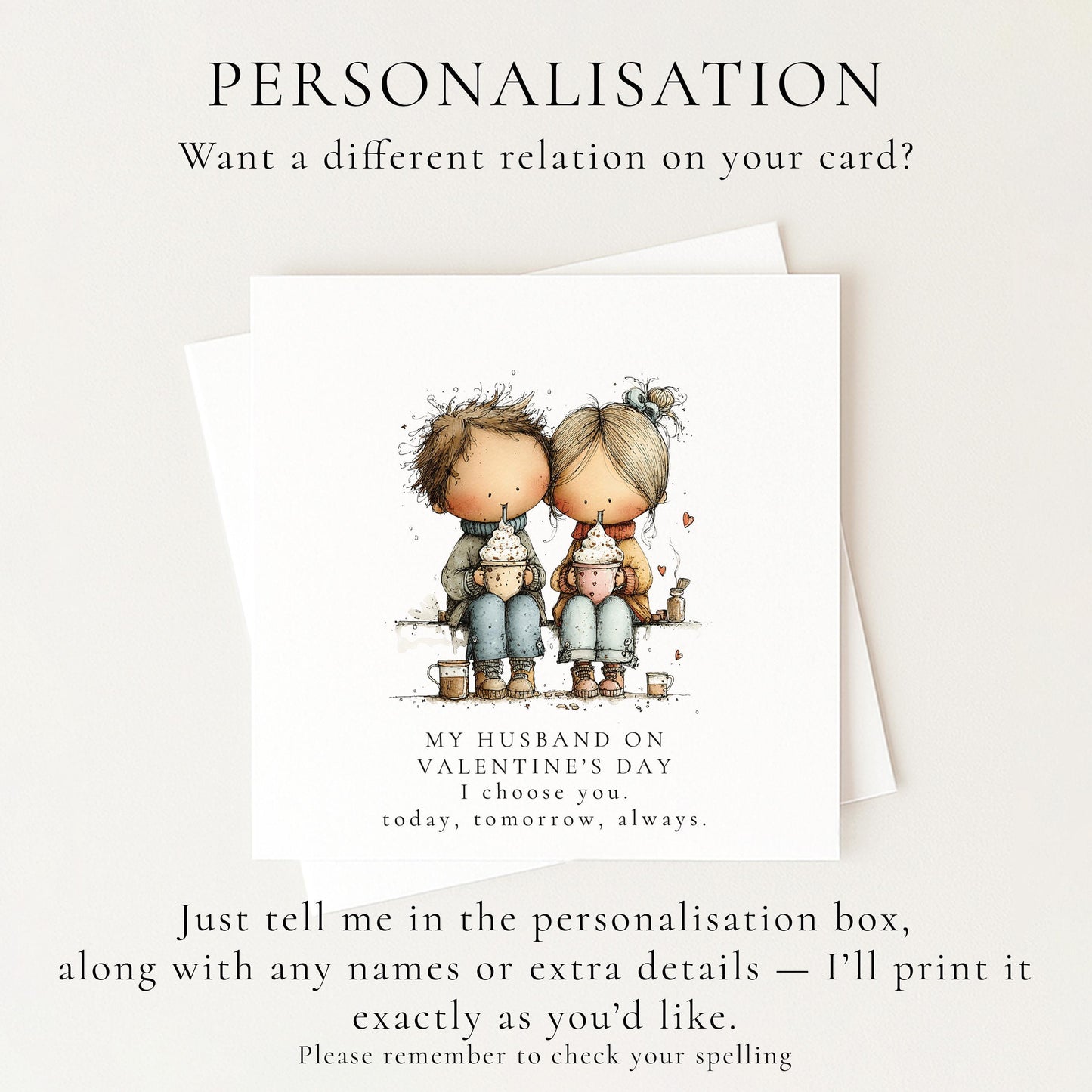 Valentines Husband Card, Romantic Valentine’s Day Card for Husband, Cute Couple Hot Chocolate Card, I Choose You Always