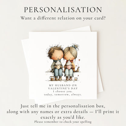 Valentines Husband Card, Romantic Valentine’s Day Card for Husband, Cute Couple Hot Chocolate Card, I Choose You Always