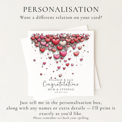 Mum and Stepdad Wedding Card, Congratulations Wedding Card from Daughter or Son, Personalised Wedding Card