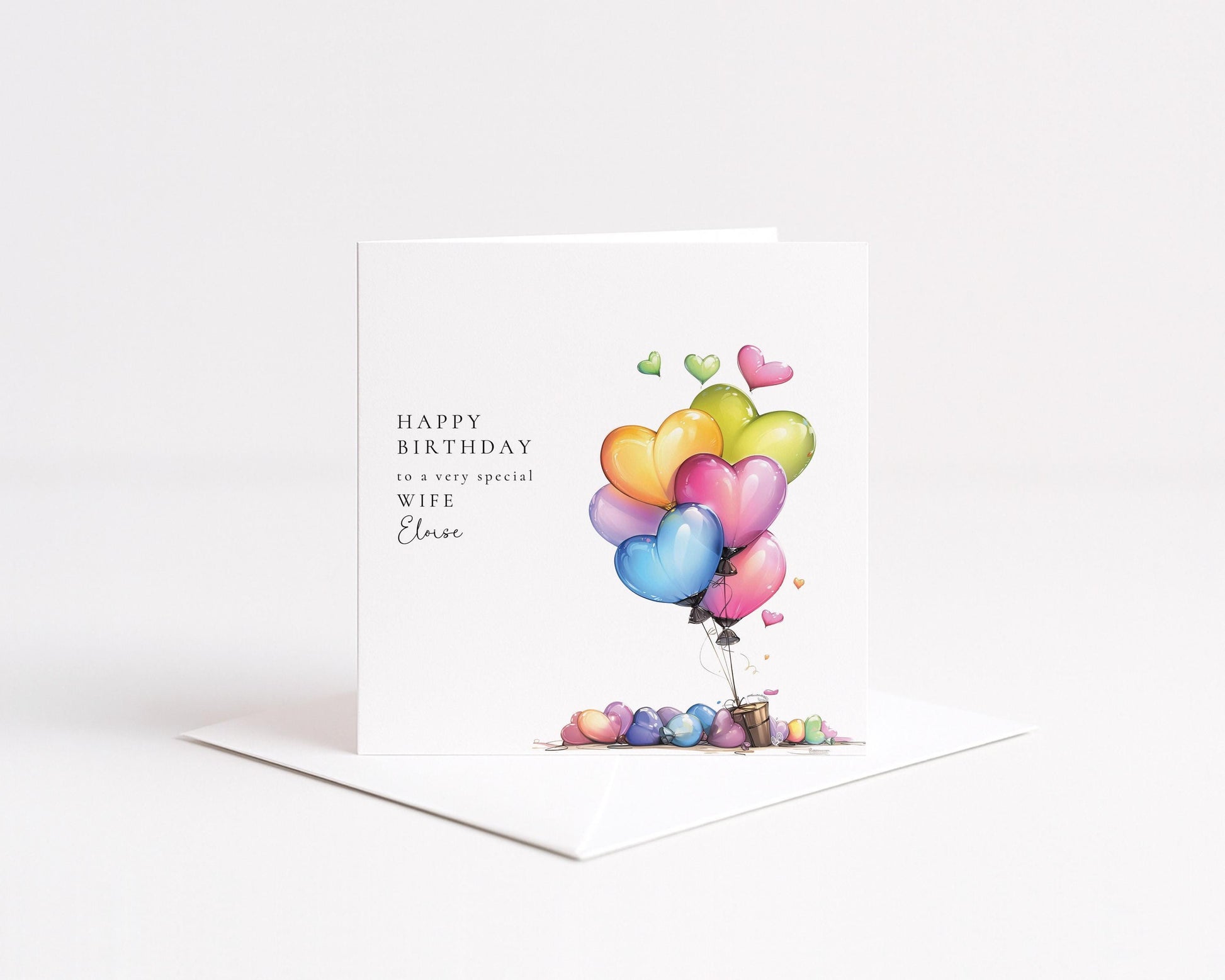 Wife Birthday Card, Personalised Birthday Card for Wife, Romantic Birthday Card with Hearts