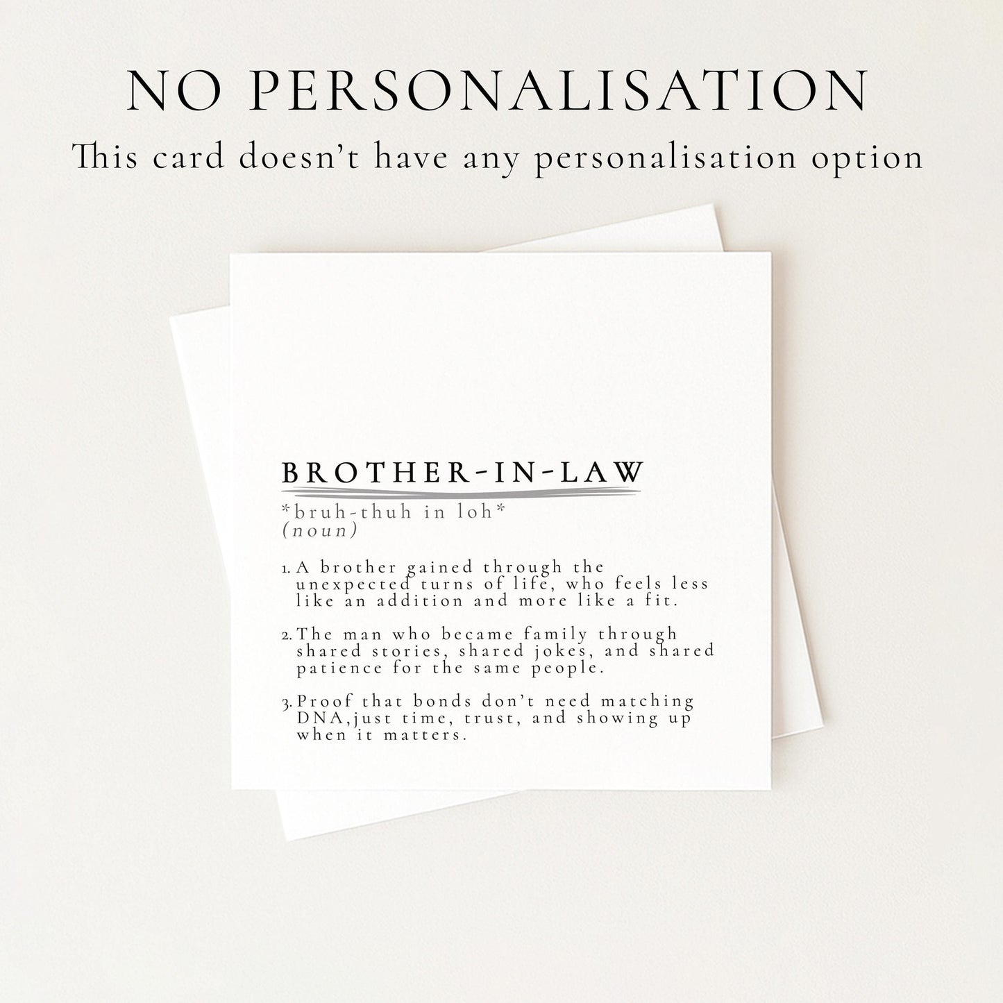 Brother-in-Law Definition Card, Dictionary Meaning Brother in Law Birthday Card, Sentimental Minimalist Card for Brother-in-Law,