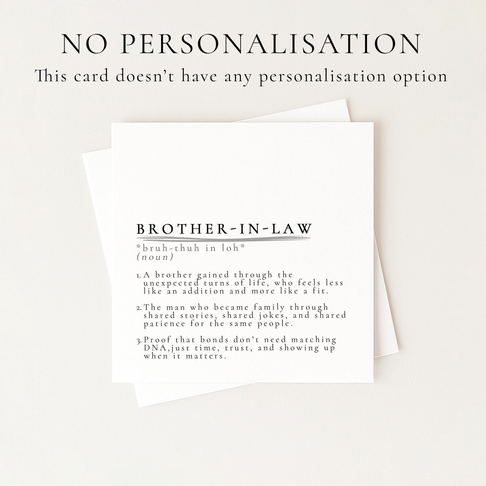 Brother-in-Law Definition Card, Dictionary Meaning Brother in Law Birthday Card, Sentimental Minimalist Card for Brother-in-Law,
