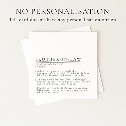 Brother-in-Law Definition Card, Dictionary Meaning Brother in Law Birthday Card, Sentimental Minimalist Card for Brother-in-Law,