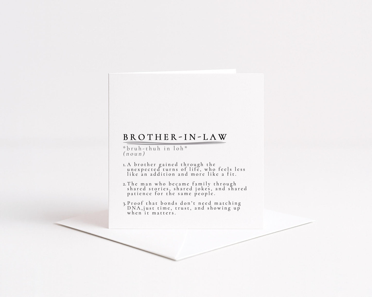 Brother-in-Law Definition Card, Dictionary Meaning Brother in Law Birthday Card, Sentimental Minimalist Card for Brother-in-Law,
