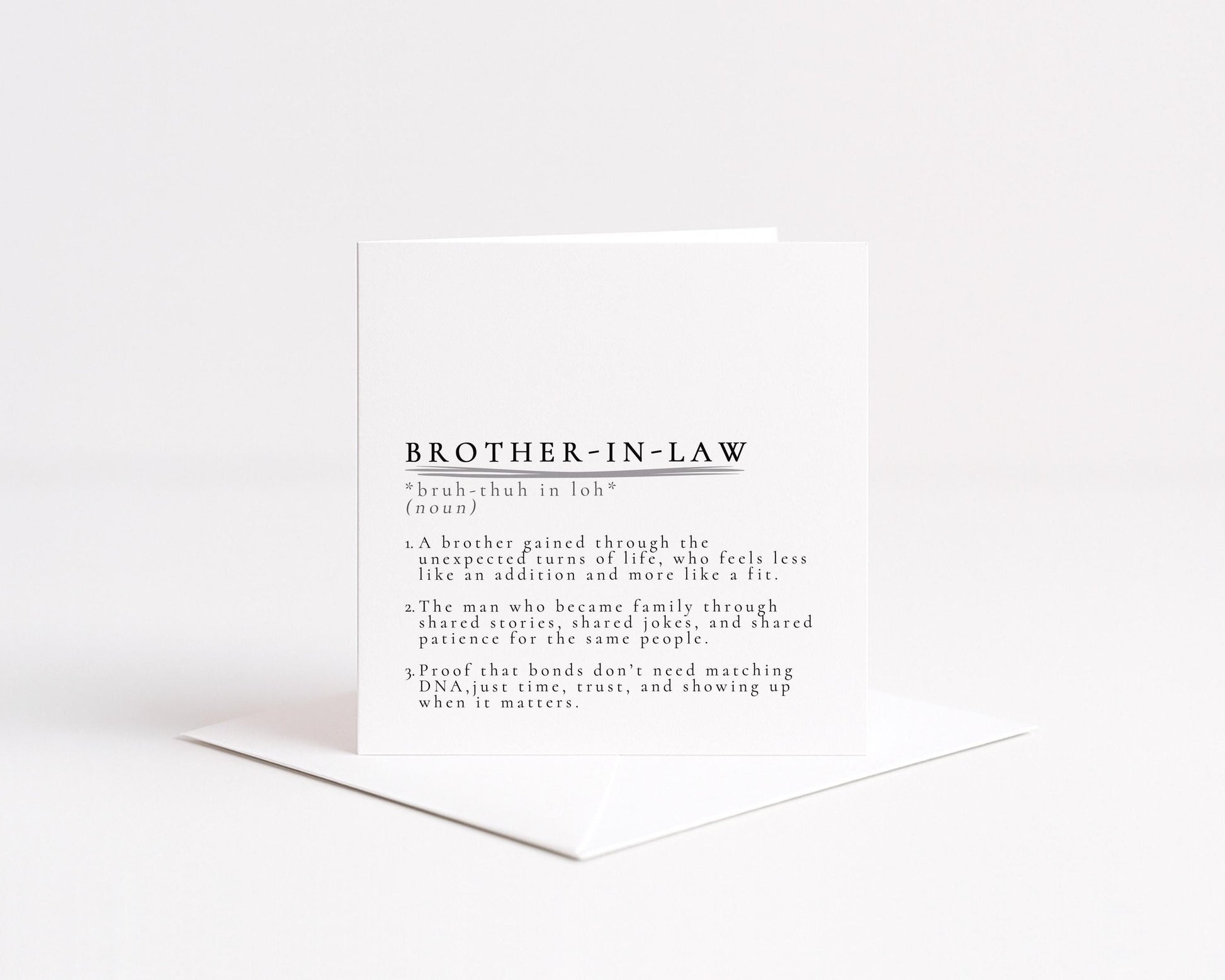 Brother-in-Law Definition Card, Dictionary Meaning Brother in Law Birthday Card, Sentimental Minimalist Card for Brother-in-Law,