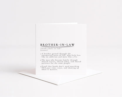 Brother-in-Law Definition Card, Dictionary Meaning Brother in Law Birthday Card, Sentimental Minimalist Card for Brother-in-Law,