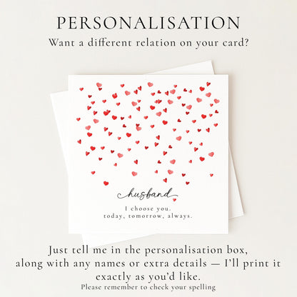 Valentines Husband Card, Minimal Valentine’s Day Card for Husband, Elegant Heart Design, I Choose You Romantic Husband Card