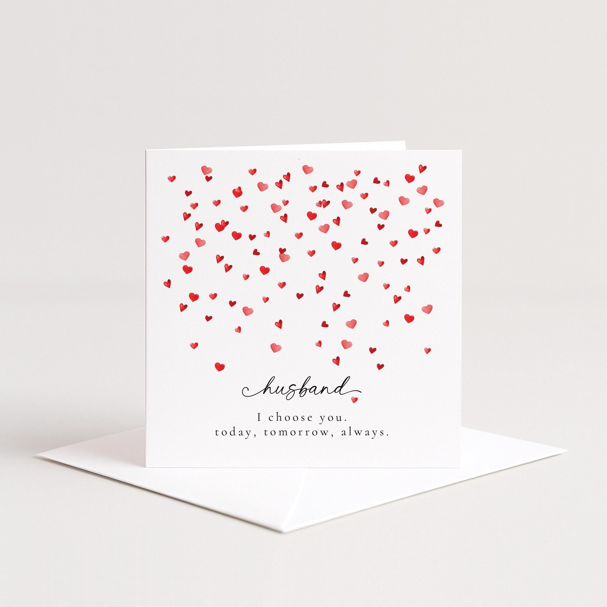 Valentines Husband Card, Minimal Valentine’s Day Card for Husband, Elegant Heart Design, I Choose You Romantic Husband Card