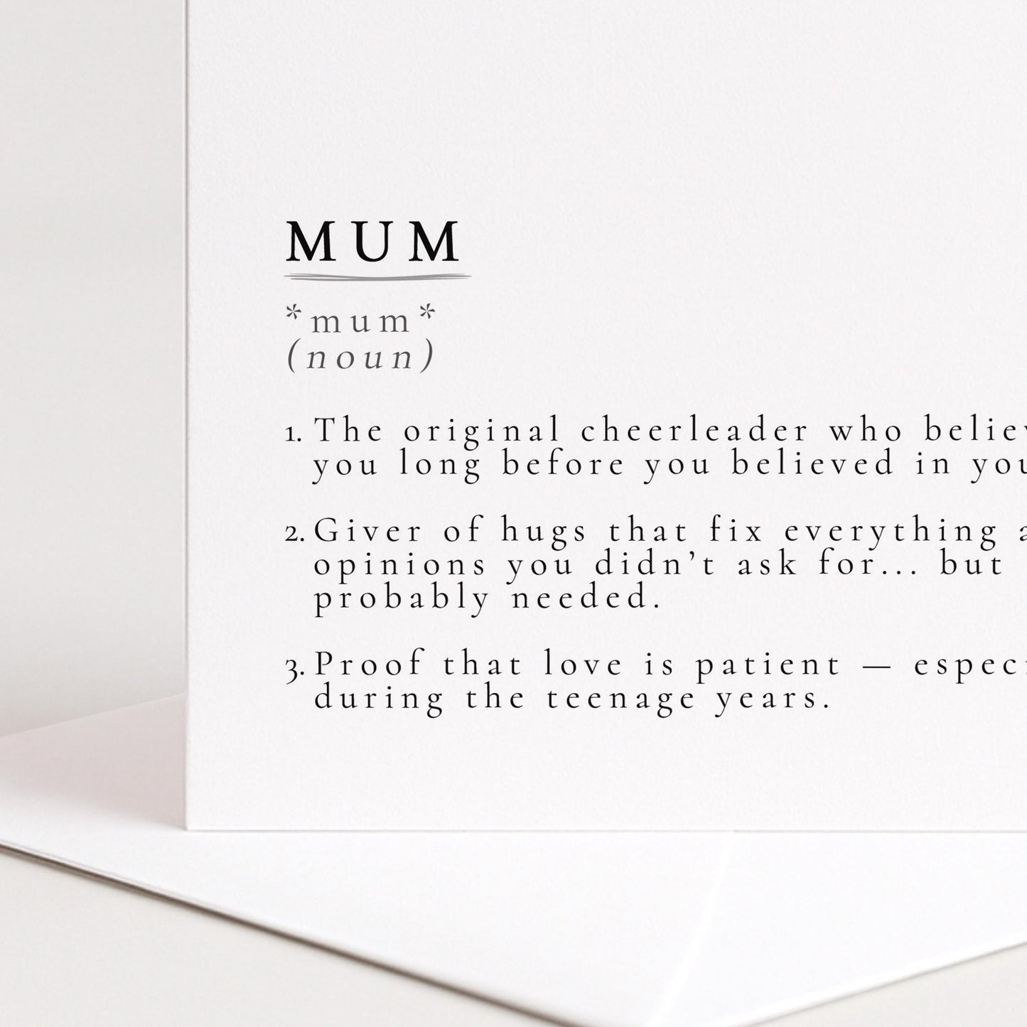 Mum Definition Card, Minimal Sentimental Mum Birthday Card, Dictionary Style Card for Mum, Mother’s Day Card