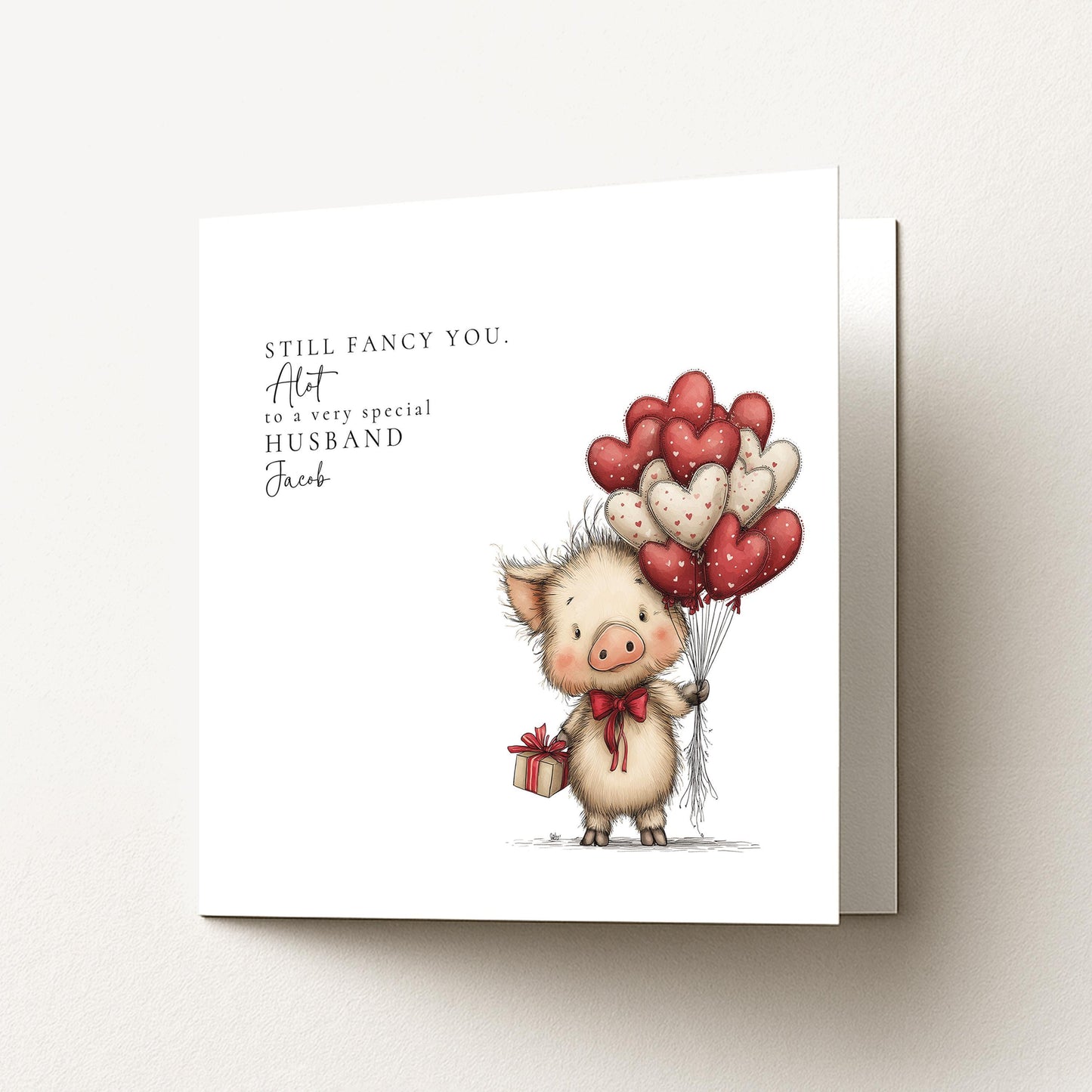 Husband Anniversary Card, Still Fancy You Card, Funny Romantic Card for Husband, Cute Pig Love Card