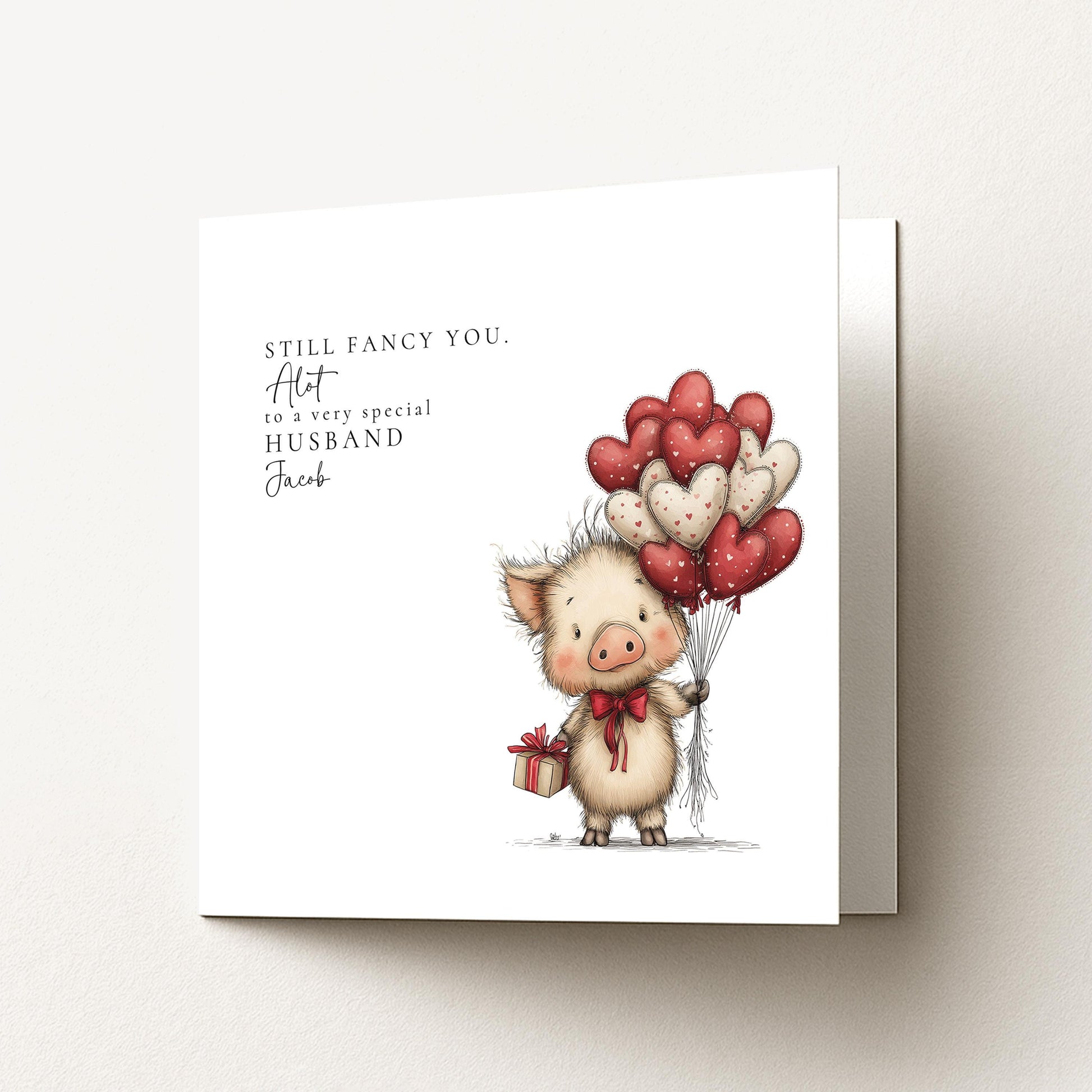 Husband Anniversary Card, Still Fancy You Card, Funny Romantic Card for Husband, Cute Pig Love Card