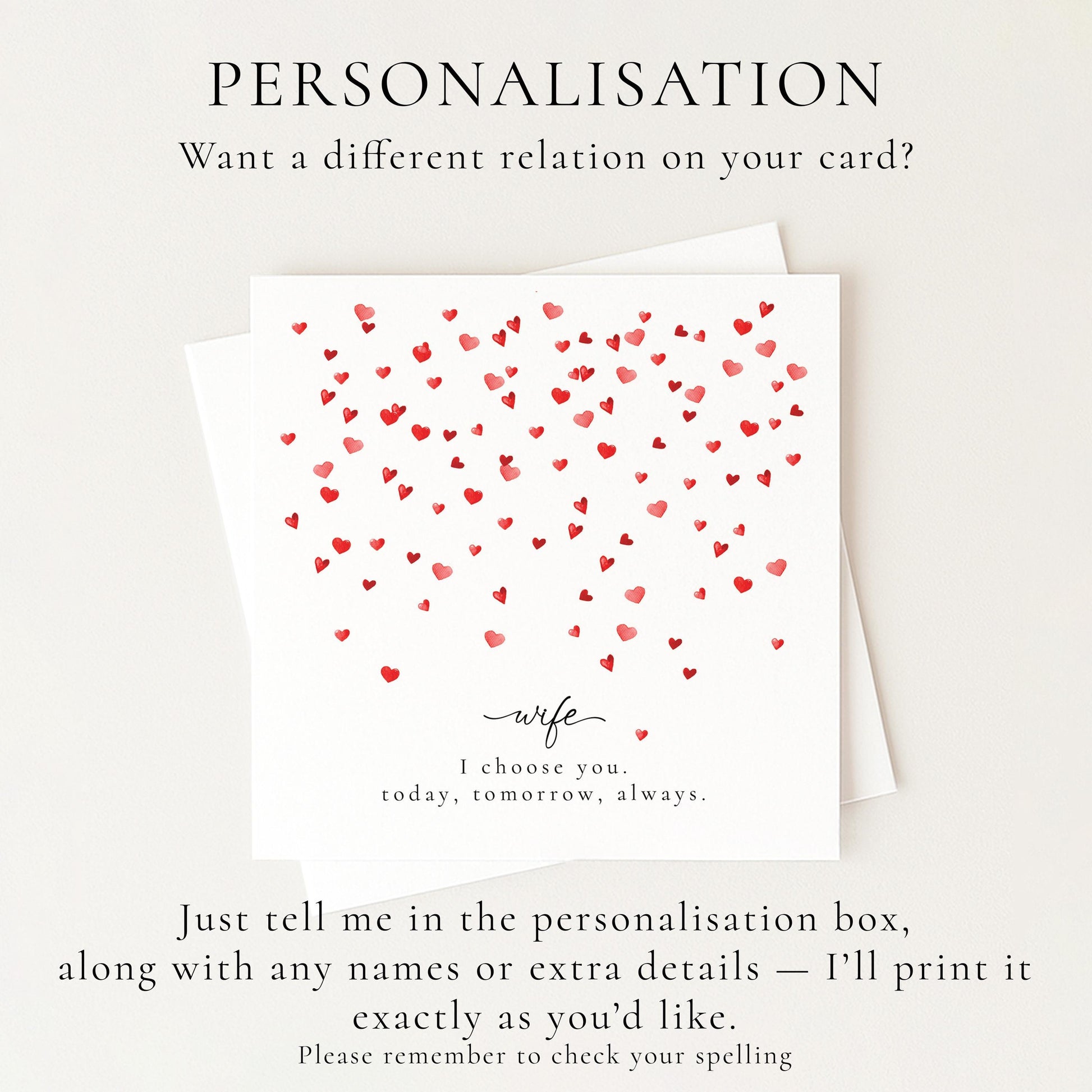 Valentines Wife Card, Minimal Valentine’s Day Card for Wife, Elegant Heart Design, I Choose You Romantic Wife Card