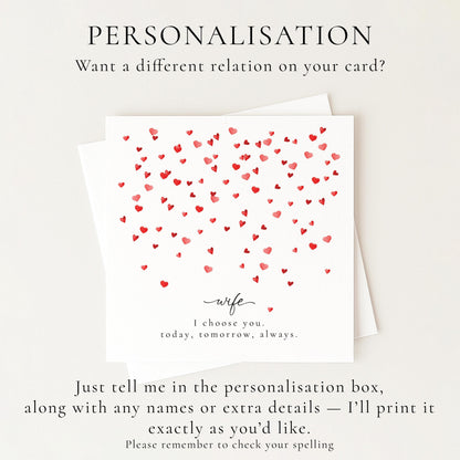 Valentines Wife Card, Minimal Valentine’s Day Card for Wife, Elegant Heart Design, I Choose You Romantic Wife Card