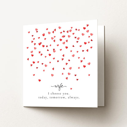 Valentines Wife Card, Minimal Valentine’s Day Card for Wife, Elegant Heart Design, I Choose You Romantic Wife Card