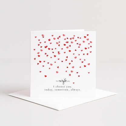 Valentines Wife Card, Minimal Valentine’s Day Card for Wife, Elegant Heart Design, I Choose You Romantic Wife Card