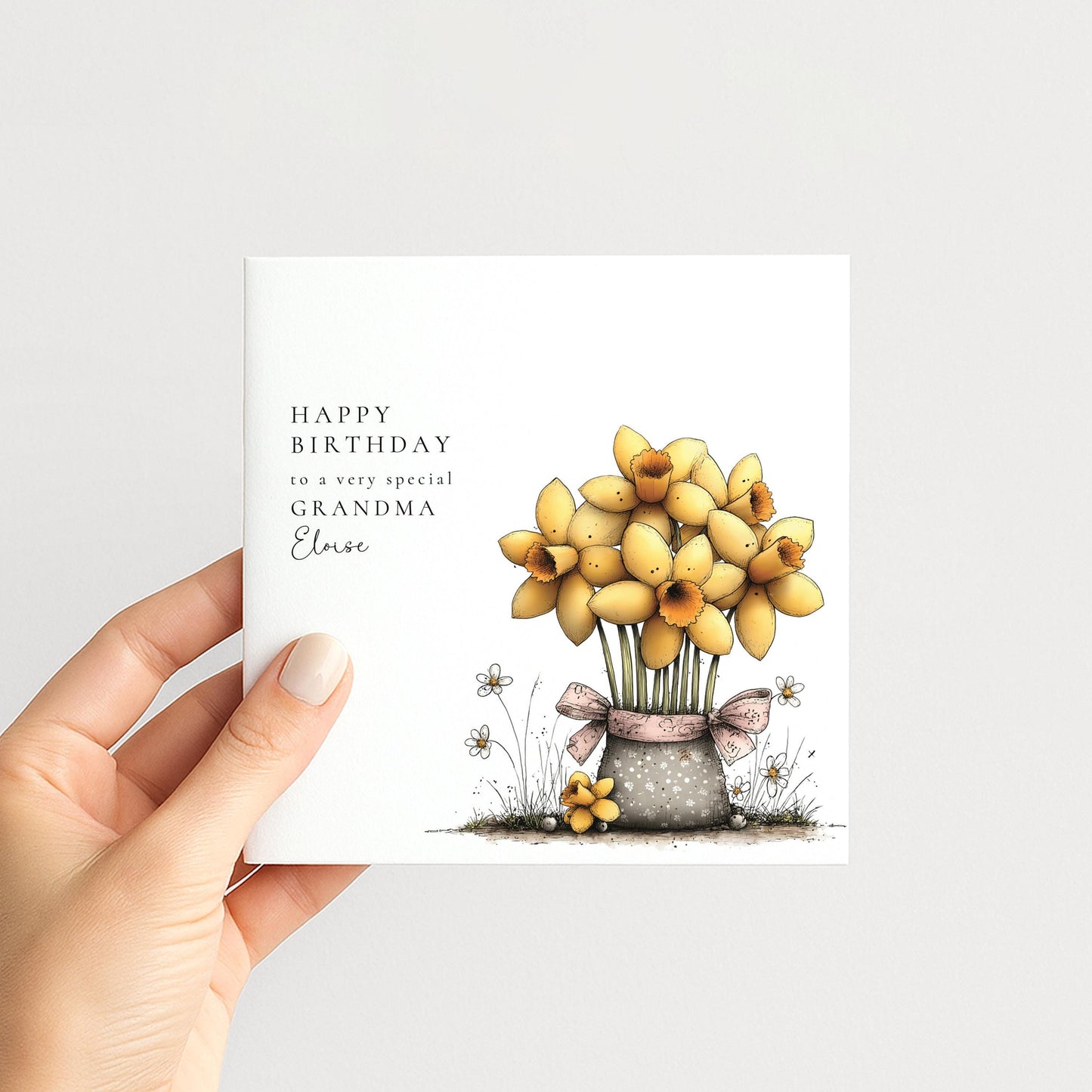 Grandma Birthday Card, Personalised Birthday Card for Grandma, Floral Birthday Card with Name