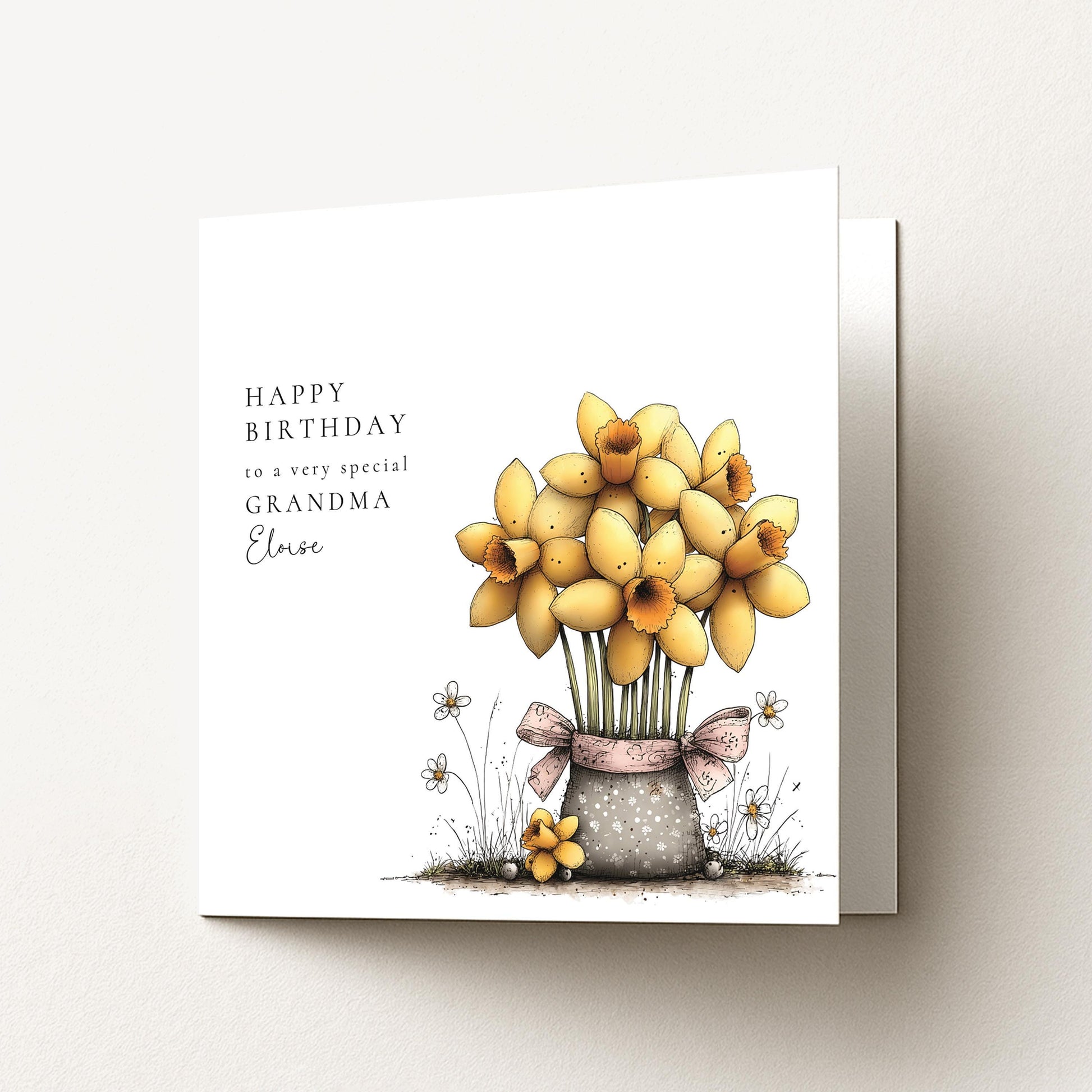 Grandma Birthday Card, Personalised Birthday Card for Grandma, Floral Birthday Card with Name