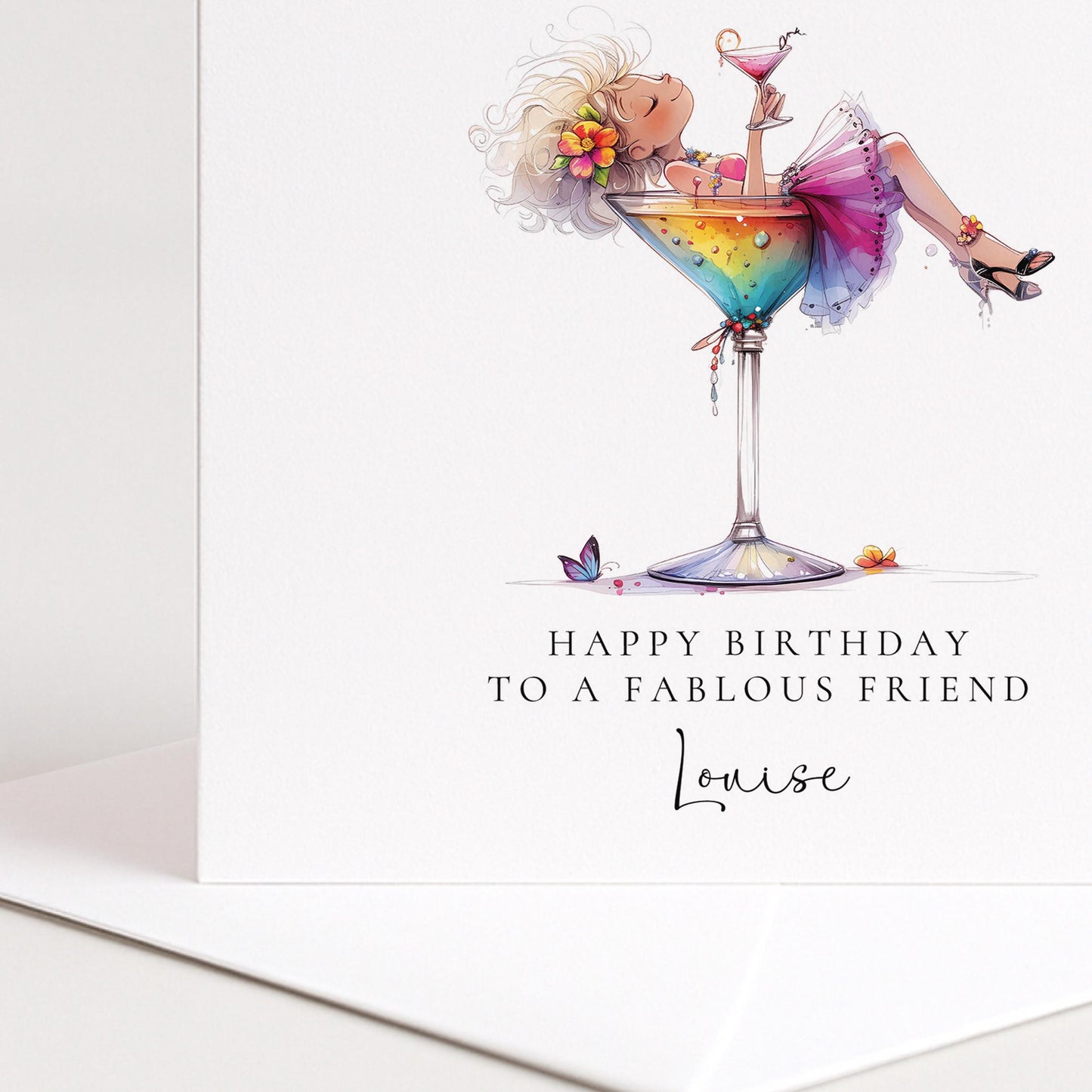 Self Care Birthday Card for Friend, Funny Cocktail Birthday Card, Personalised Birthday Card for Her, Relaxing Spa Style Card for Women
