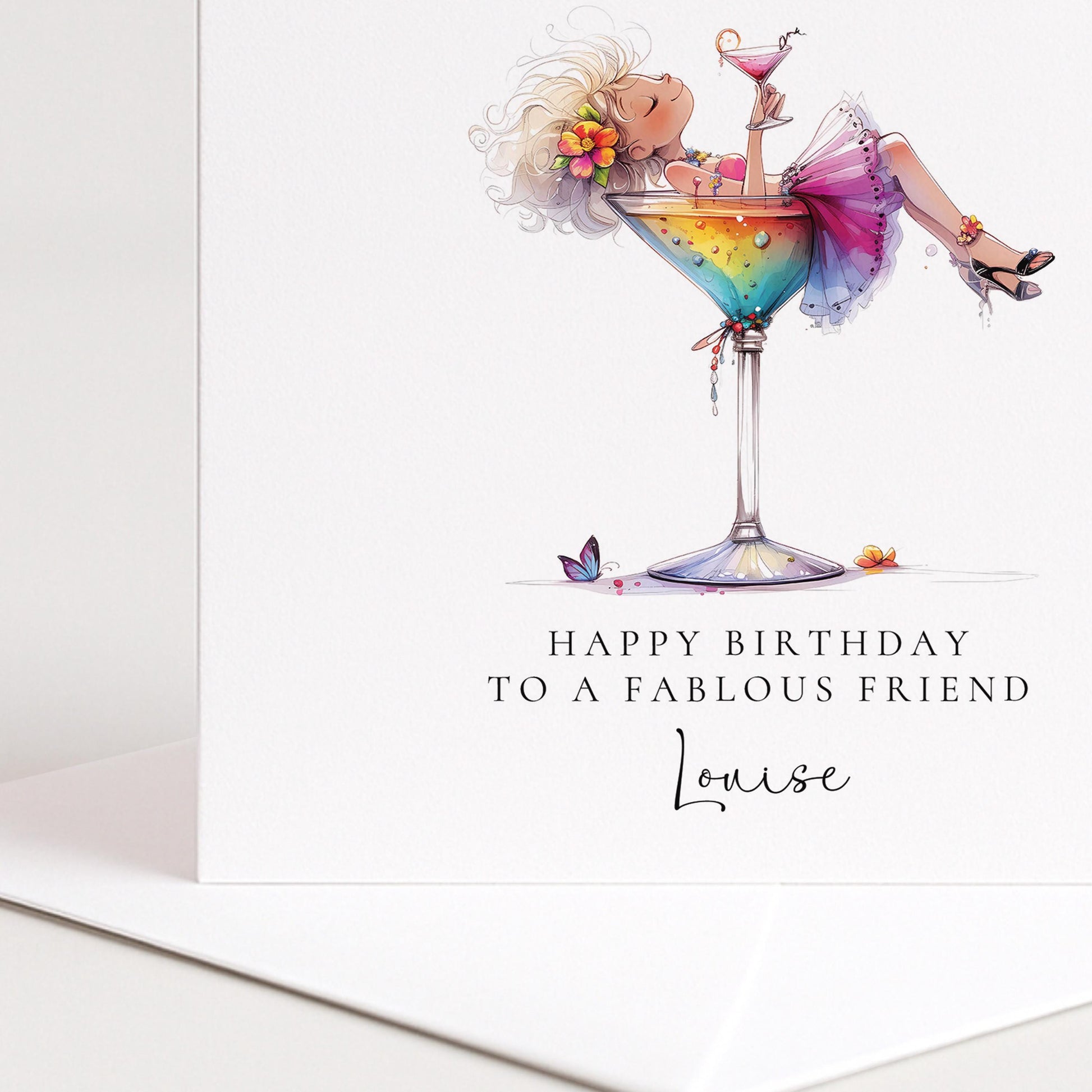 Self Care Birthday Card for Friend, Funny Cocktail Birthday Card, Personalised Birthday Card for Her, Relaxing Spa Style Card for Women