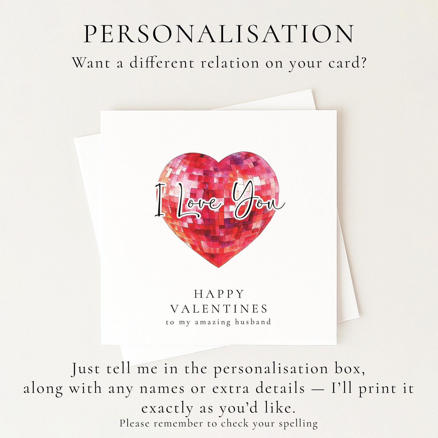 Valentine’s Card for Husband, I Love You Heart Card, Romantic Valentines Card for Him, Husband Valentines Card