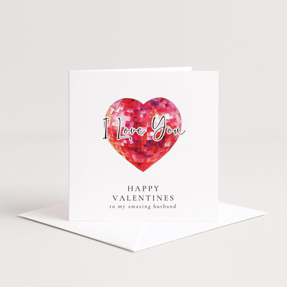 Valentine’s Card for Husband, I Love You Heart Card, Romantic Valentines Card for Him, Husband Valentines Card