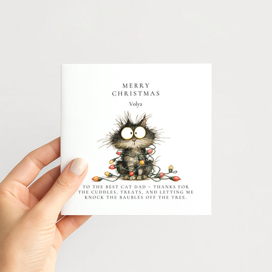 Cat Dad Christmas Card, Card for Cat Owners, Cat Dad Festive Card - Happy Christmas To The Best Cat Dad Greetings Card