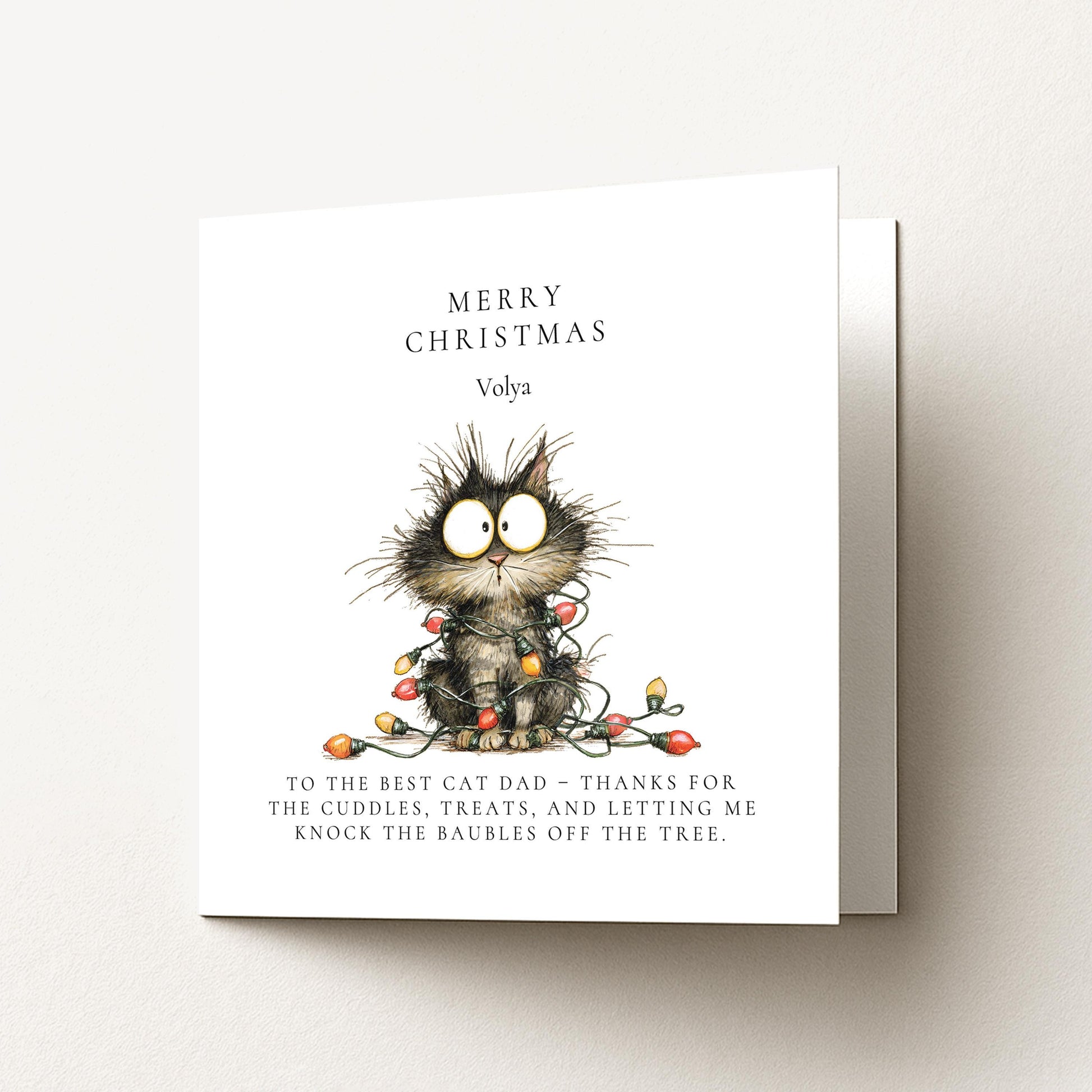 Cat Dad Christmas Card, Card for Cat Owners, Cat Dad Festive Card - Happy Christmas To The Best Cat Dad Greetings Card