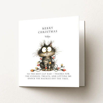 Cat Dad Christmas Card, Card for Cat Owners, Cat Dad Festive Card - Happy Christmas To The Best Cat Dad Greetings Card